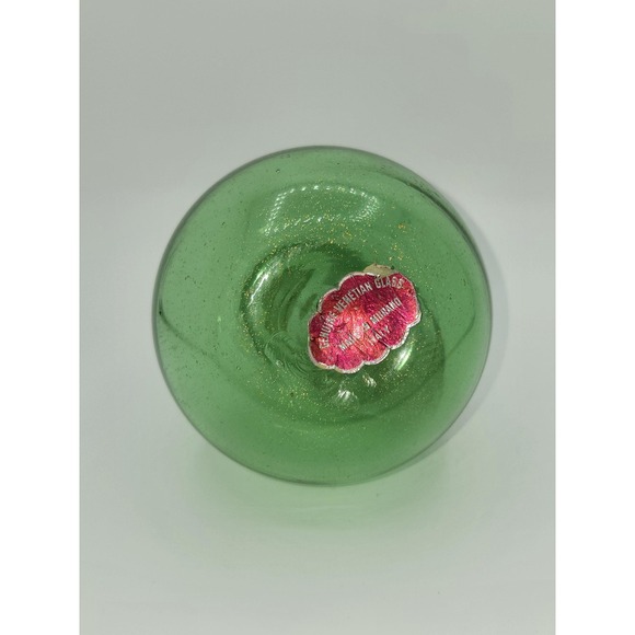 Murano Art Glass Green Pear Gold Flake 5" - Picture 4 of 10